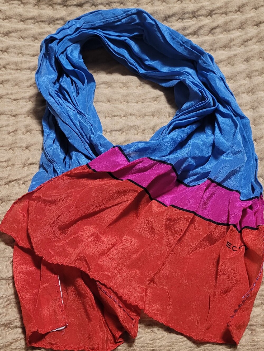 Echo Silk Scarf in Blue, Pink & Red